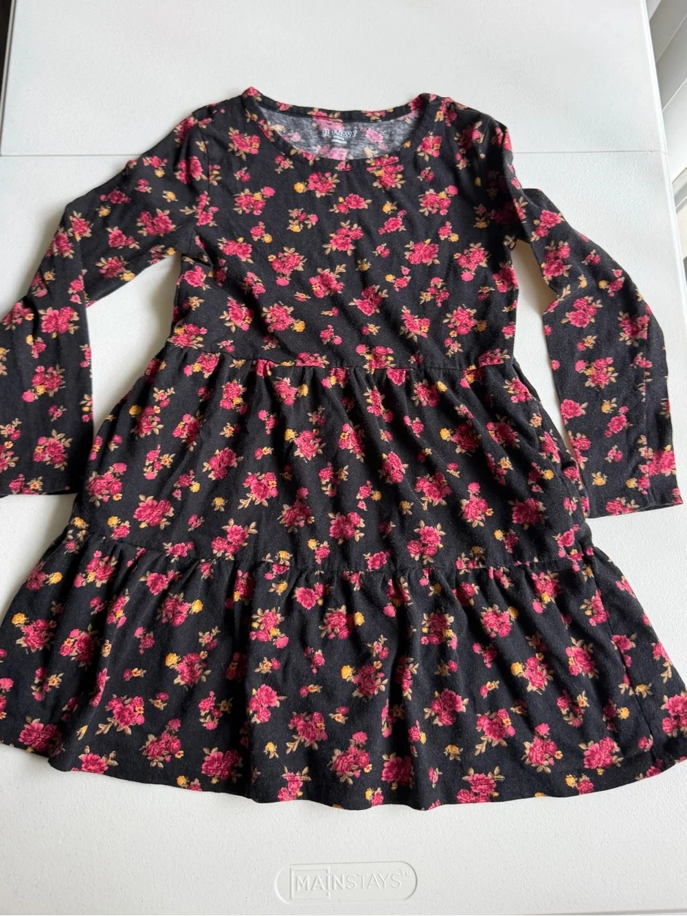 Old Navy black floral dress with pink and yellow flowers, size S T0131